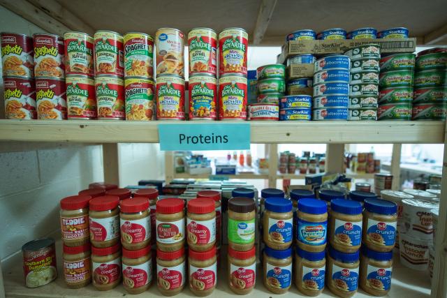 Common Goods offers a shelf of protein foods.