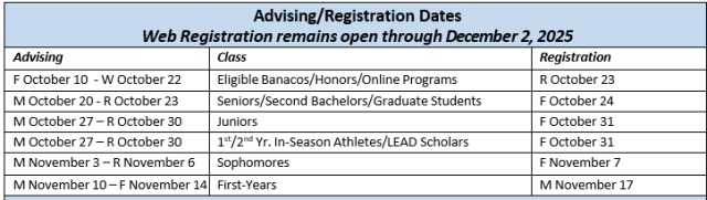 Spring 2026 Advising and Pre-reg